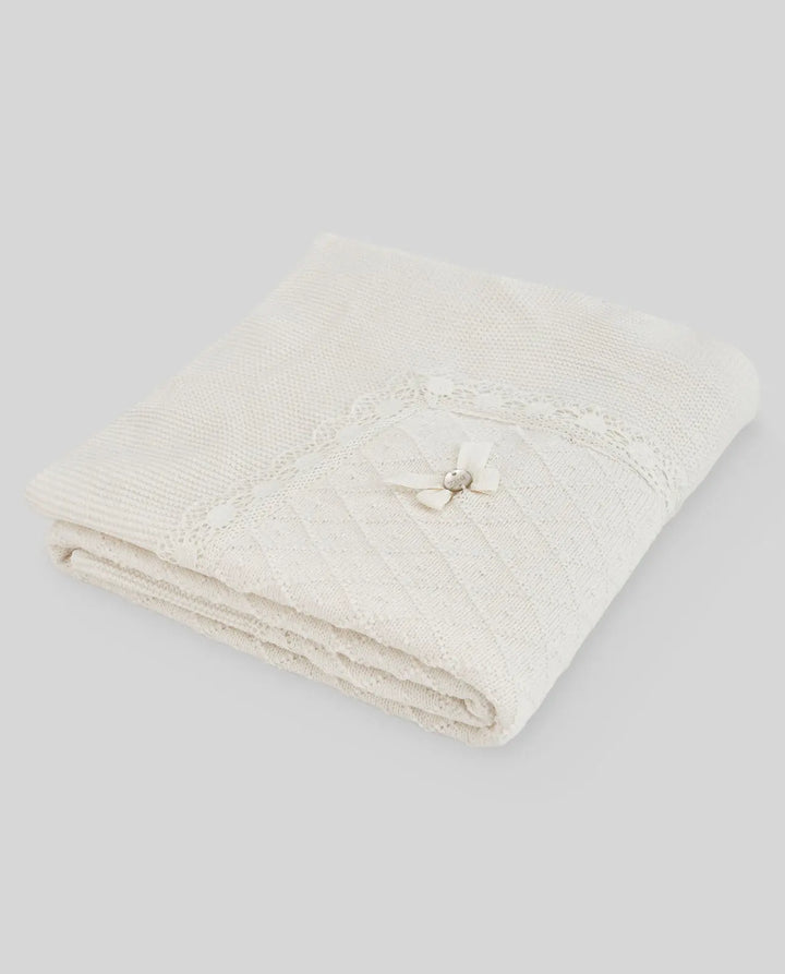 Blue Almonds Ltd Baby Knitted Shawl Paz in Cream Paz Rodriguez
