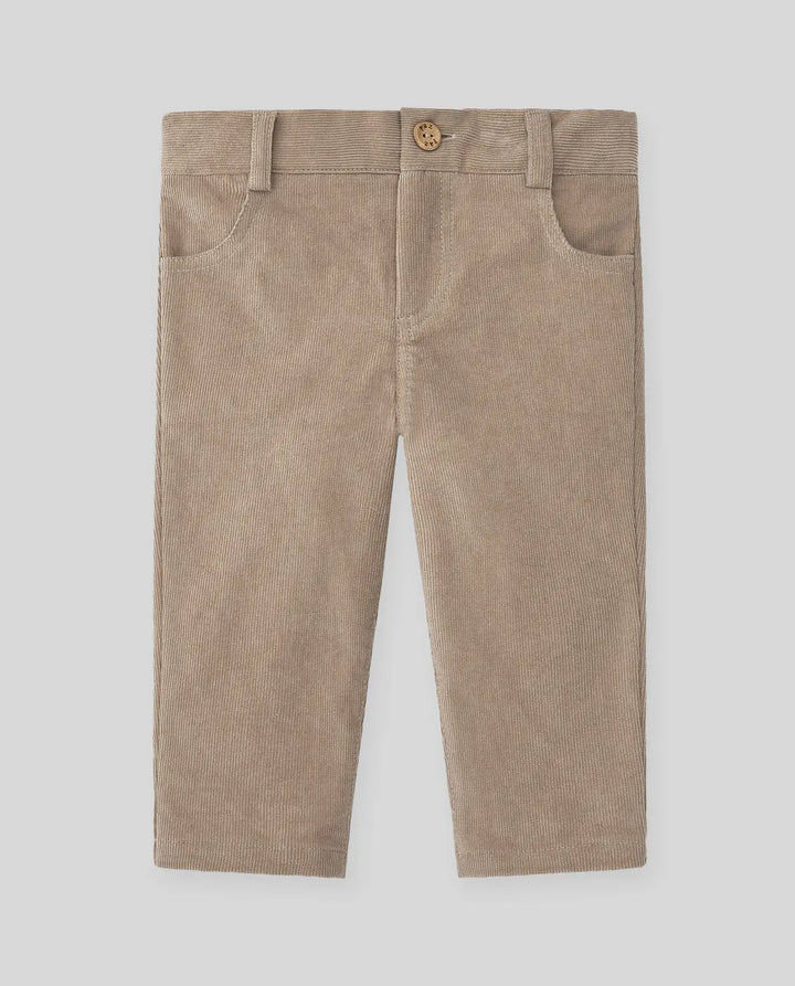 Baby Shirt, Knitted Pullover & Trousers Set Ponte in Cream, Sapphire Blue & Light Brown
