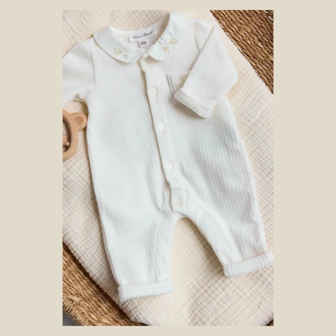 Blue Almonds Ltd Baby Velour Ivory Sheep Romper Tartine et Chocolat
