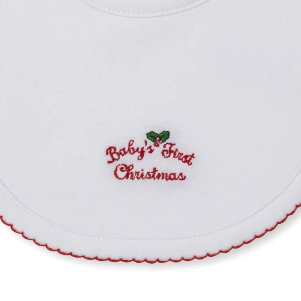 Blue Almonds Ltd Baby's First Christmas 25 - Bib - White/Red - NEUTRAL Kissy Kissy