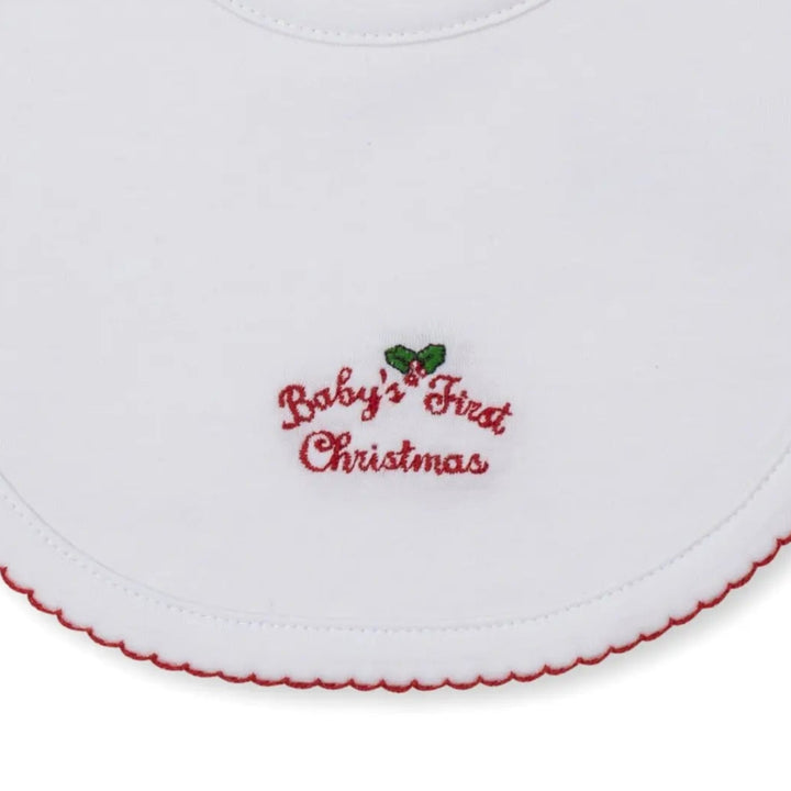 Blue Almonds Ltd Baby's First Christmas 25 - Bib - White/Red - NEUTRAL Kissy Kissy