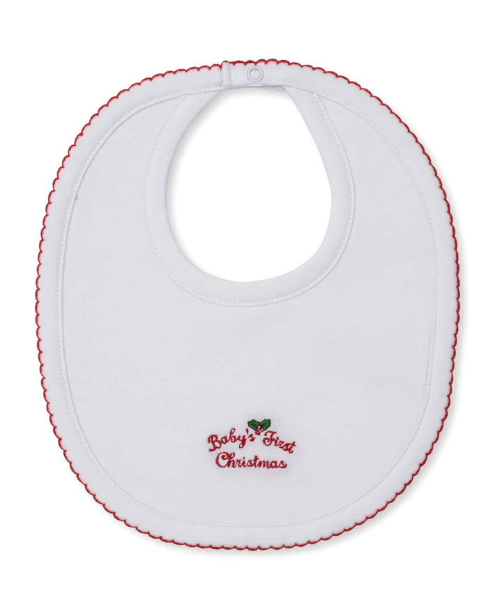 Blue Almonds Ltd Baby's First Christmas 25 - Bib - White/Red - NEUTRAL Kissy Kissy
