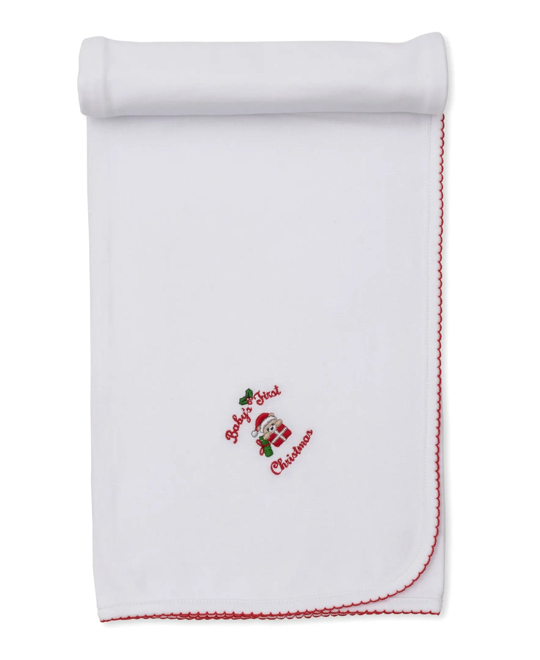 Blue Almonds Ltd Baby's First Christmas 25 - Blanket - White/Red - NEUTRAL Kissy Kissy