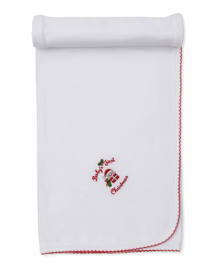 Blue Almonds Ltd Baby's First Christmas 25 - Blanket - White/Red - NEUTRAL Kissy Kissy