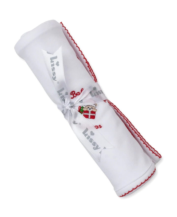Blue Almonds Ltd Baby's First Christmas 25 - Blanket - White/Red - NEUTRAL Kissy Kissy