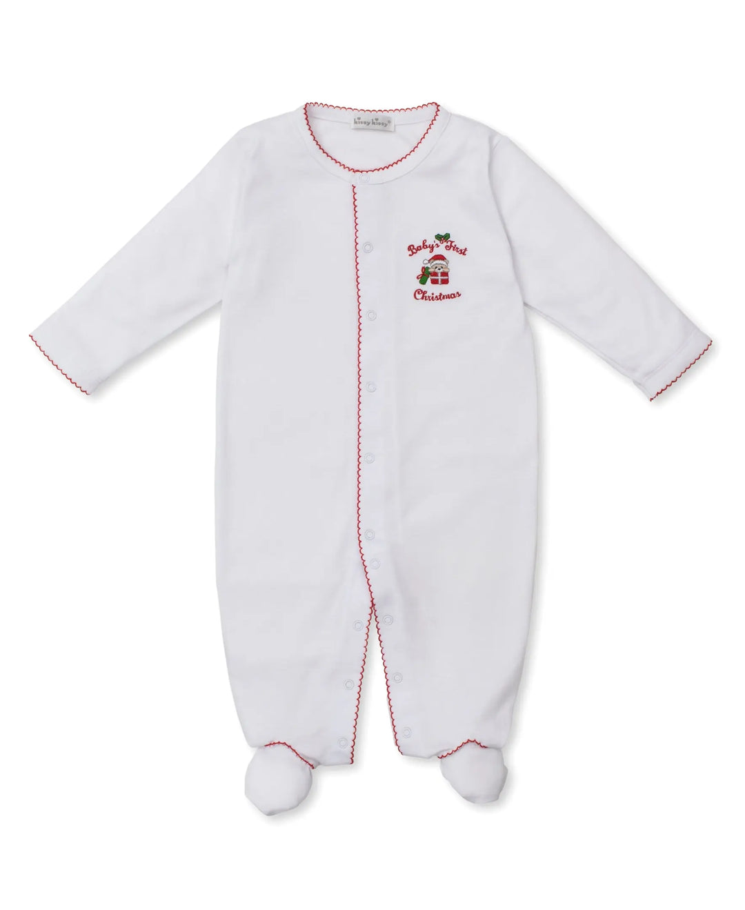 Blue Almonds Ltd Baby's First Christmas 25 - Footie - White/Red - NEUTRAL Kissy Kissy