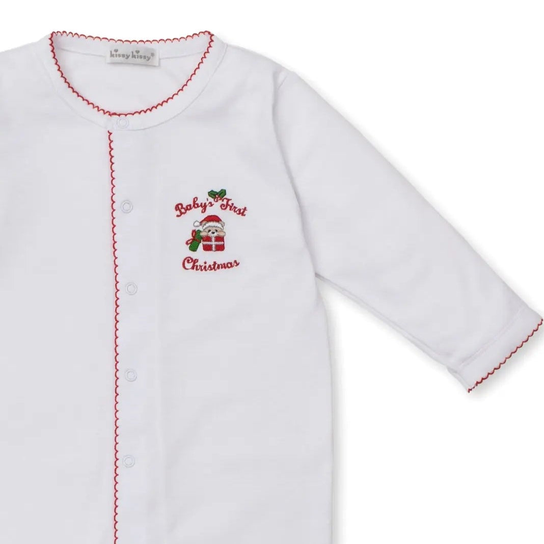 Blue Almonds Ltd Baby's First Christmas 25 - Footie - White/Red - NEUTRAL Kissy Kissy