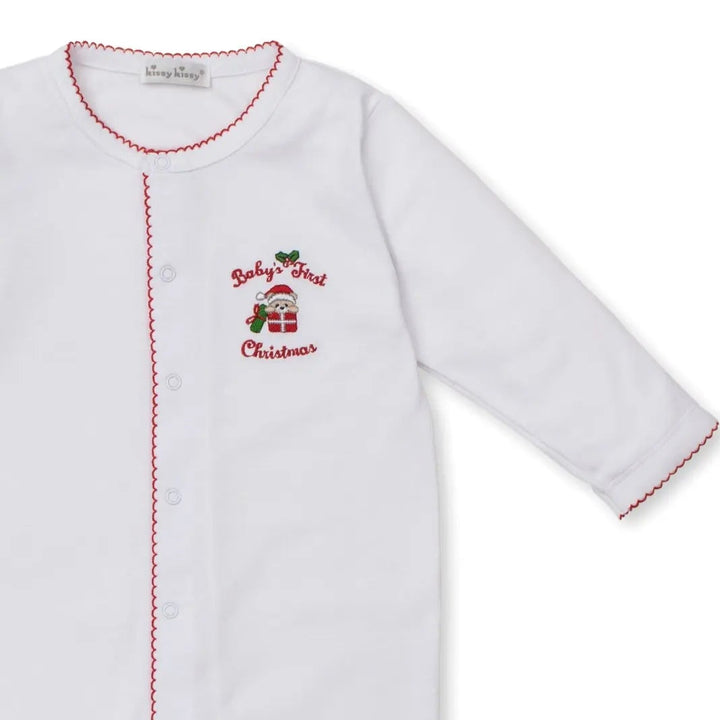 Blue Almonds Ltd Baby's First Christmas 25 - Footie - White/Red - NEUTRAL Kissy Kissy