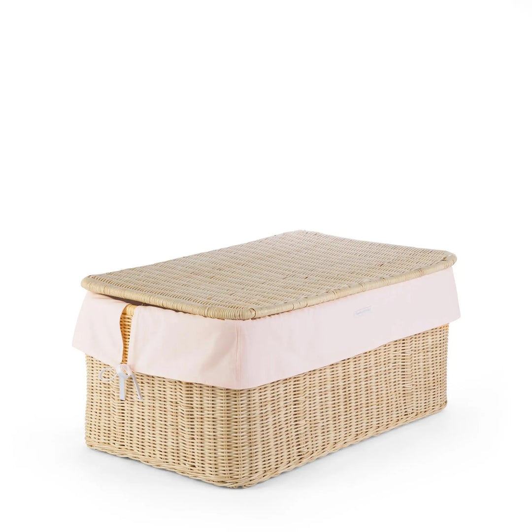 Blue Almonds Ltd Big natural wicker toy box + Cover cotton - Cotton Pink Theophile & Patachou