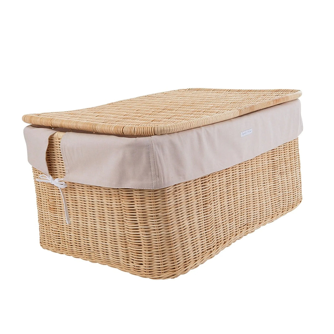 Blue Almonds Ltd Big natural wicker toy box + Cover cotton - Safari Theophile & Patachou