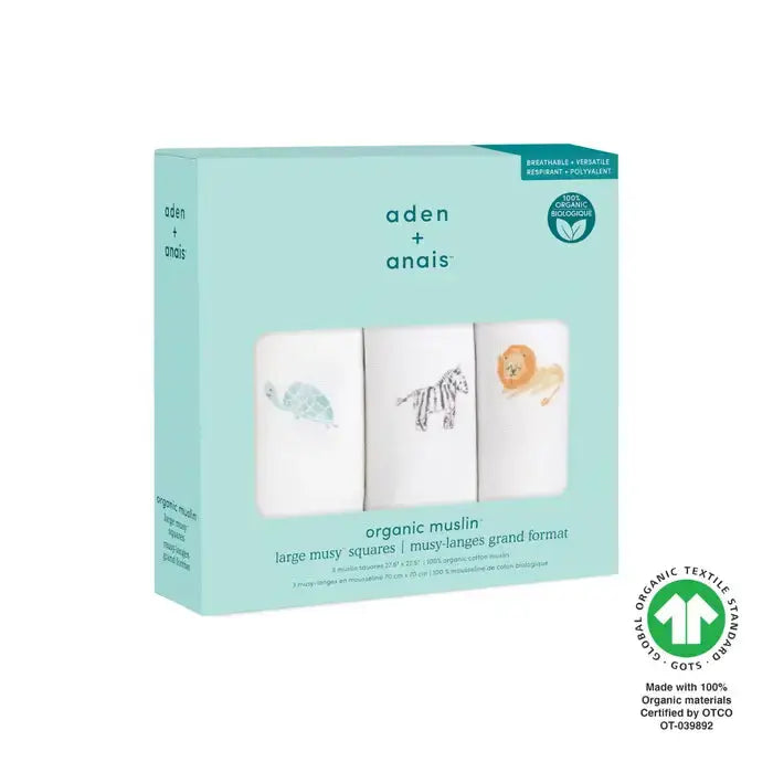 Blue Almonds Ltd Cotton muslin 3-pack "Animal Kingdom" aden + anais