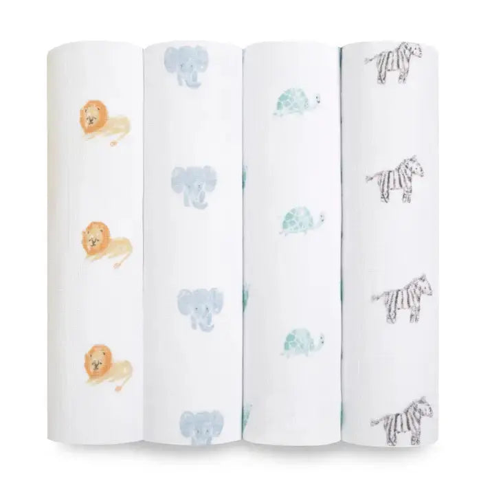Blue Almonds Ltd Cotton muslin 4-pack "Animal Kingdom" aden + anais