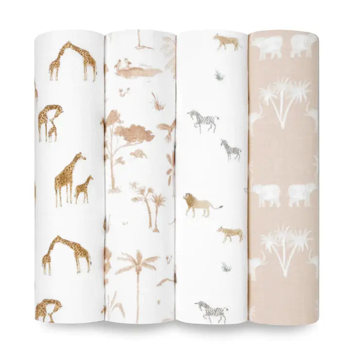 Blue Almonds Ltd Cotton muslin 4-pack "Safari dream" aden + anais
