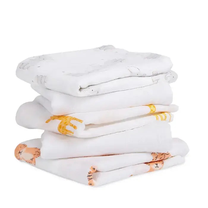 Blue Almonds Ltd Cotton muslin 5-pack "Safari Babes" aden + anais