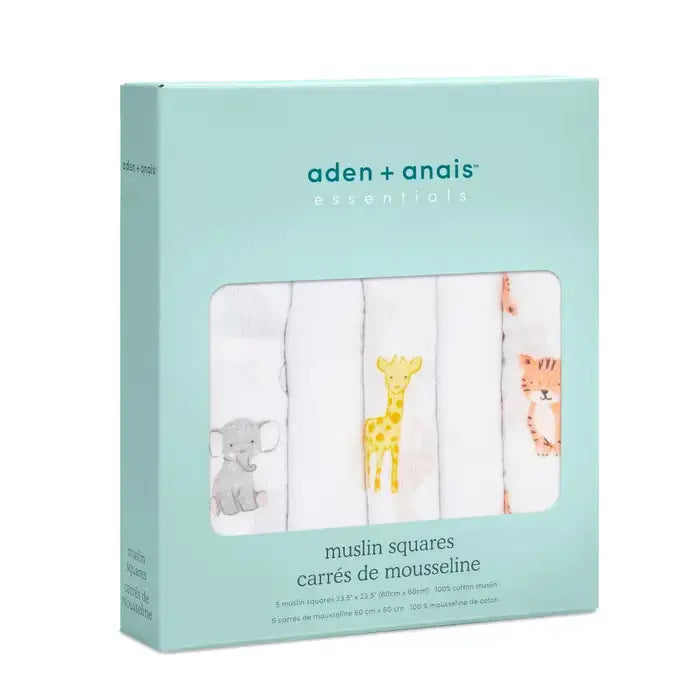 Blue Almonds Ltd Cotton muslin 5-pack "Safari Babes" aden + anais