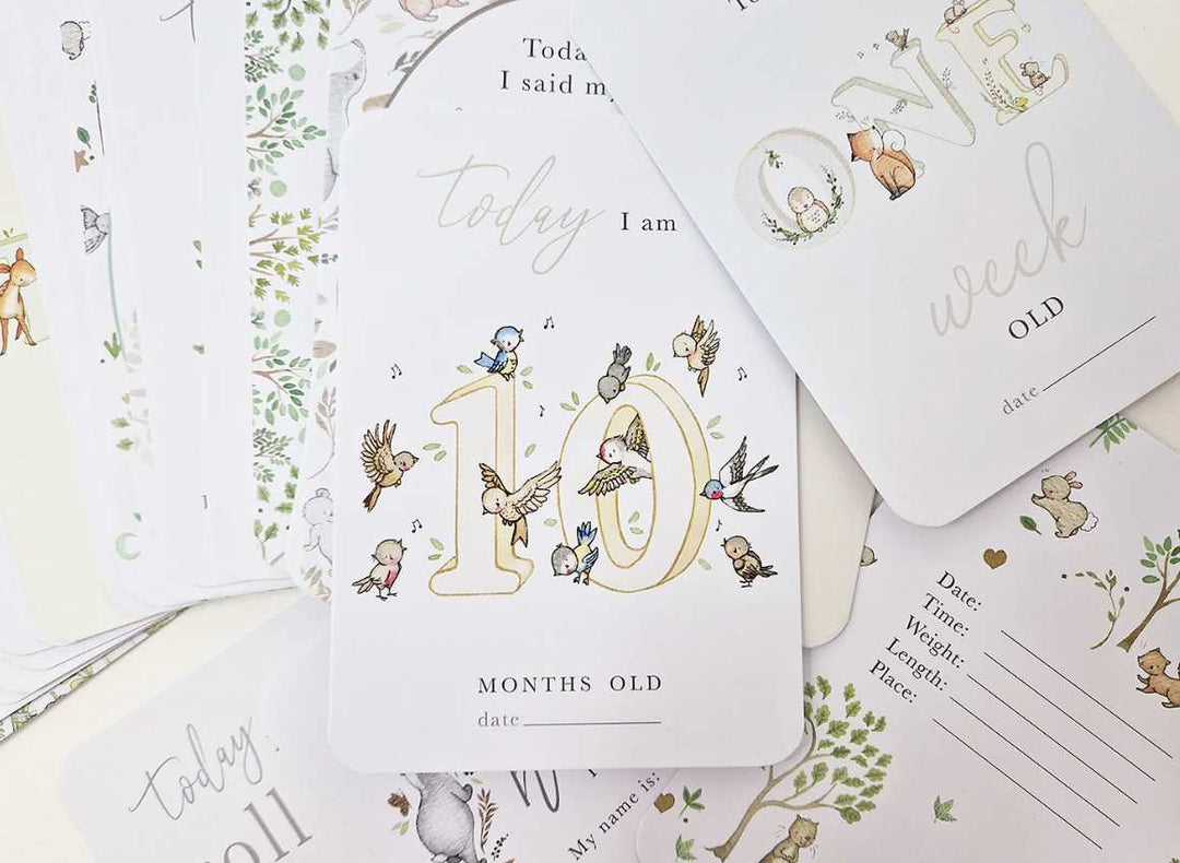 Blue Almonds Ltd Baby's first year milestone cards Daisy & Bump