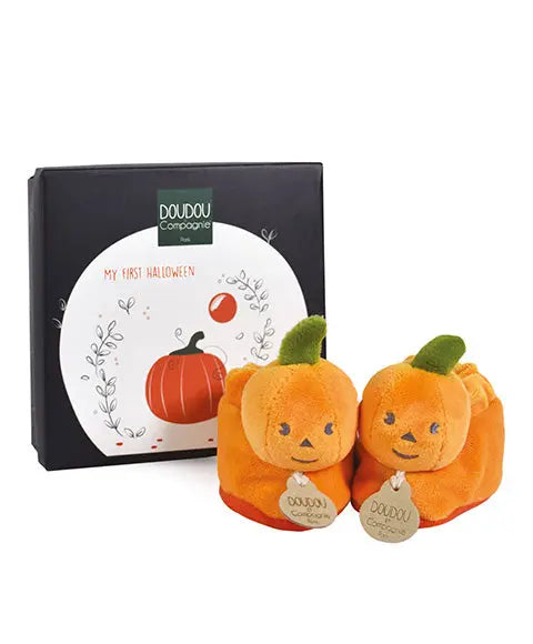 Blue Almonds Ltd Pumpkin baby booties Doudou Compagnie