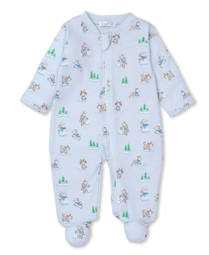 Blue Almonds Ltd Boys Babygrow with Zip - Puppy Snowball Pranks Blue Almonds