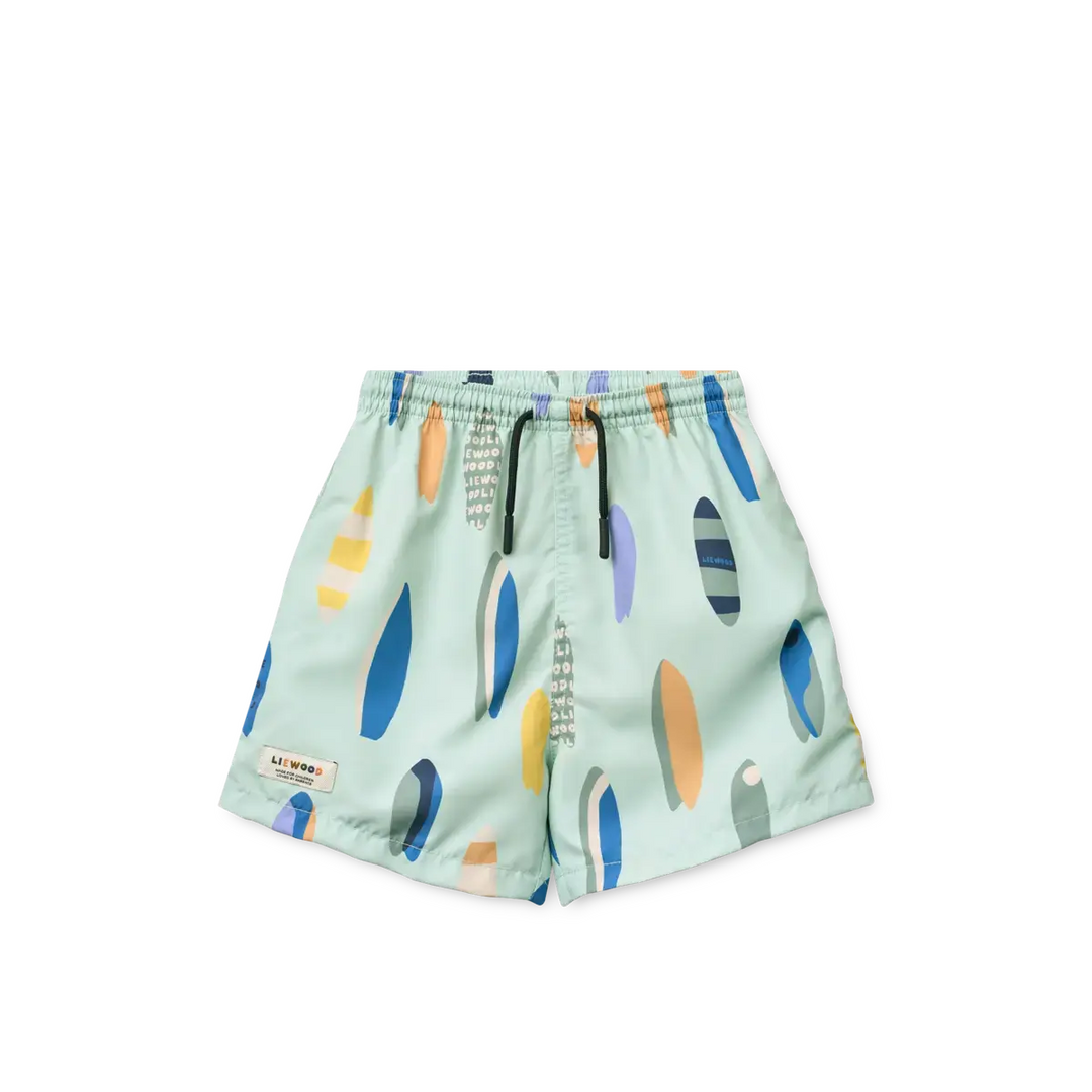 Blue Almonds Ltd Noah Placement Longsleeve Swim Tee & Shorts - Boards / Light peppermint - UNISEX Liewood