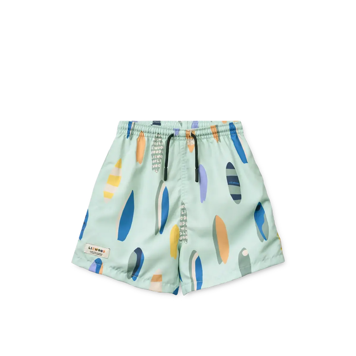 Blue Almonds Ltd Noah Placement Longsleeve Swim Tee & Shorts - Boards / Light peppermint - UNISEX Liewood