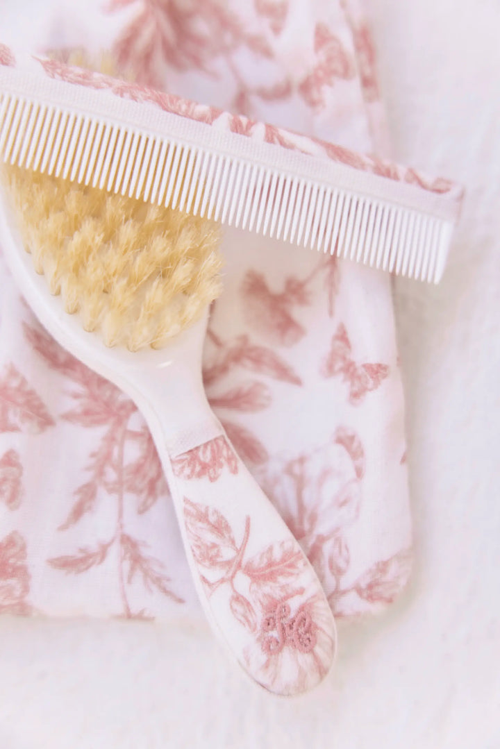 Blue Almonds Ltd Brush and Comb- Toile de Jouy Pink Tartine et Chocolat