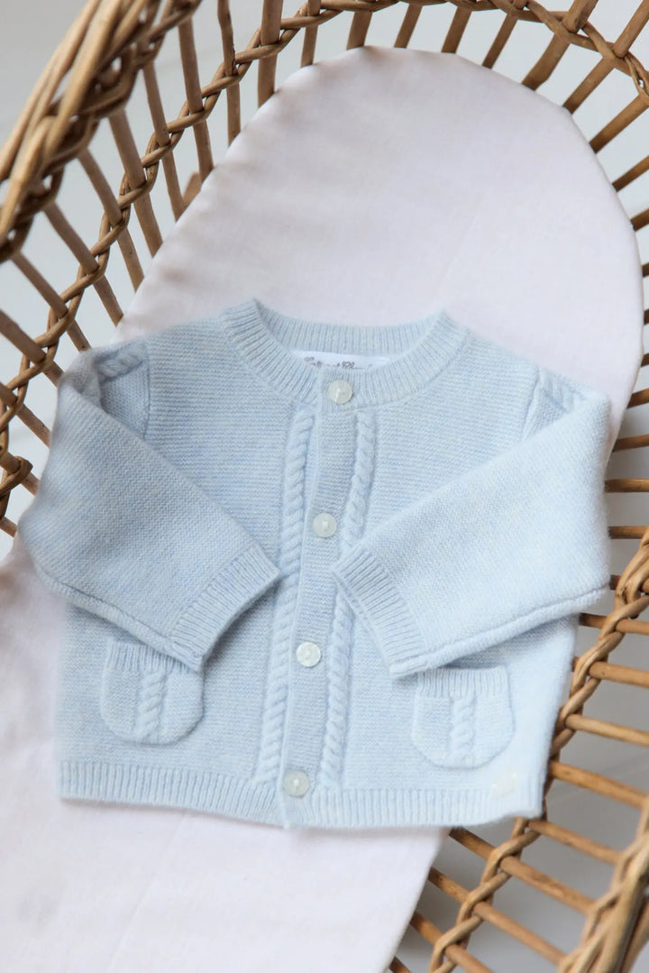 Blue Almonds Ltd CARDIGAN2 – Bleu céleste chiné – CB18010 Tartine et Chocolat