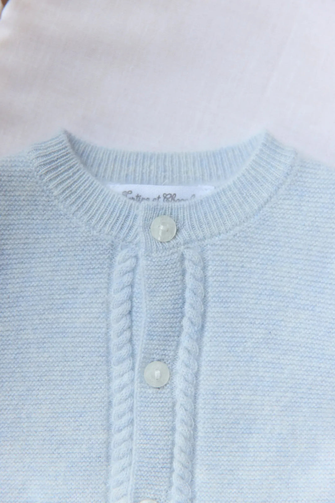 Blue Almonds Ltd CARDIGAN2 – Bleu céleste chiné – CB18010 Tartine et Chocolat