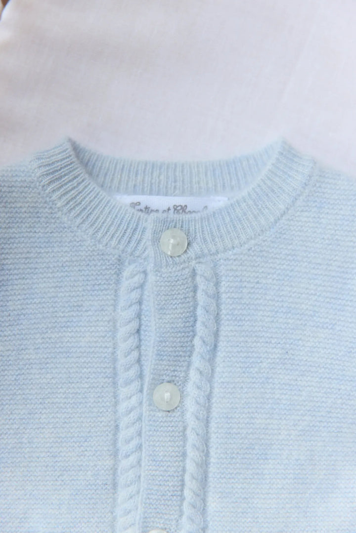 Blue Almonds Ltd CARDIGAN2 – Bleu céleste chiné – CB18010 Tartine et Chocolat