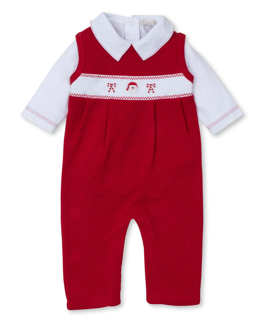 Blue Almonds Ltd CLB Holiday Medley 25 - Overall Set w/ Hand Emb - Red/White - BOYS Kissy Kissy