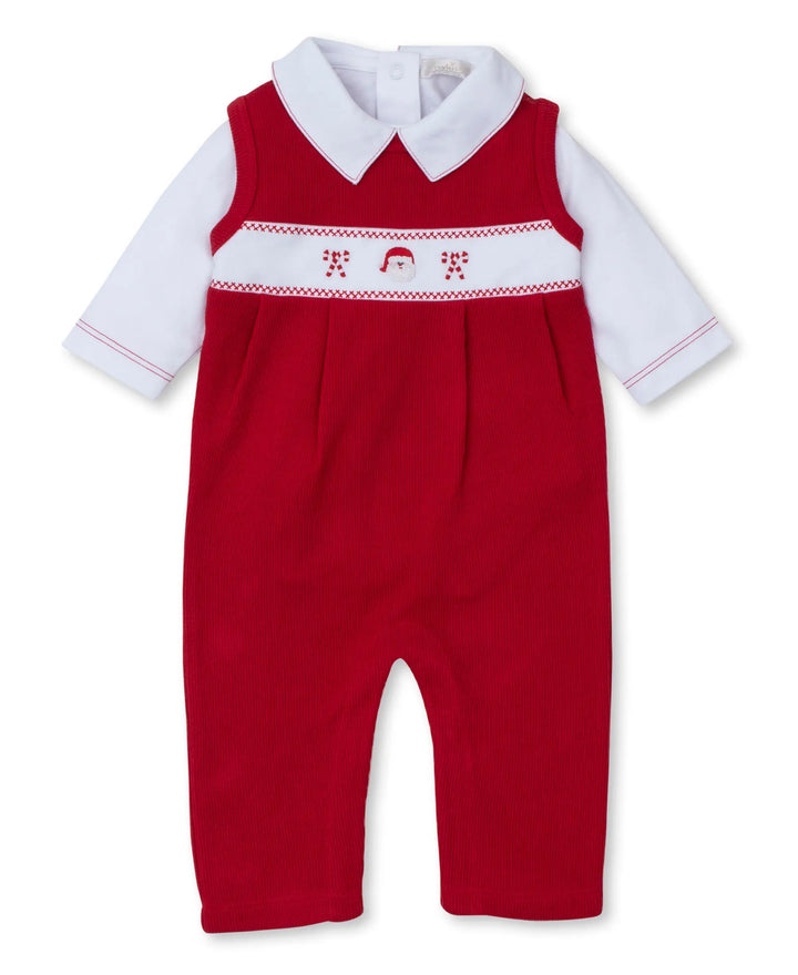 Blue Almonds Ltd CLB Holiday Medley 25 - Overall Set w/ Hand Emb - Red/White - BOYS Kissy Kissy