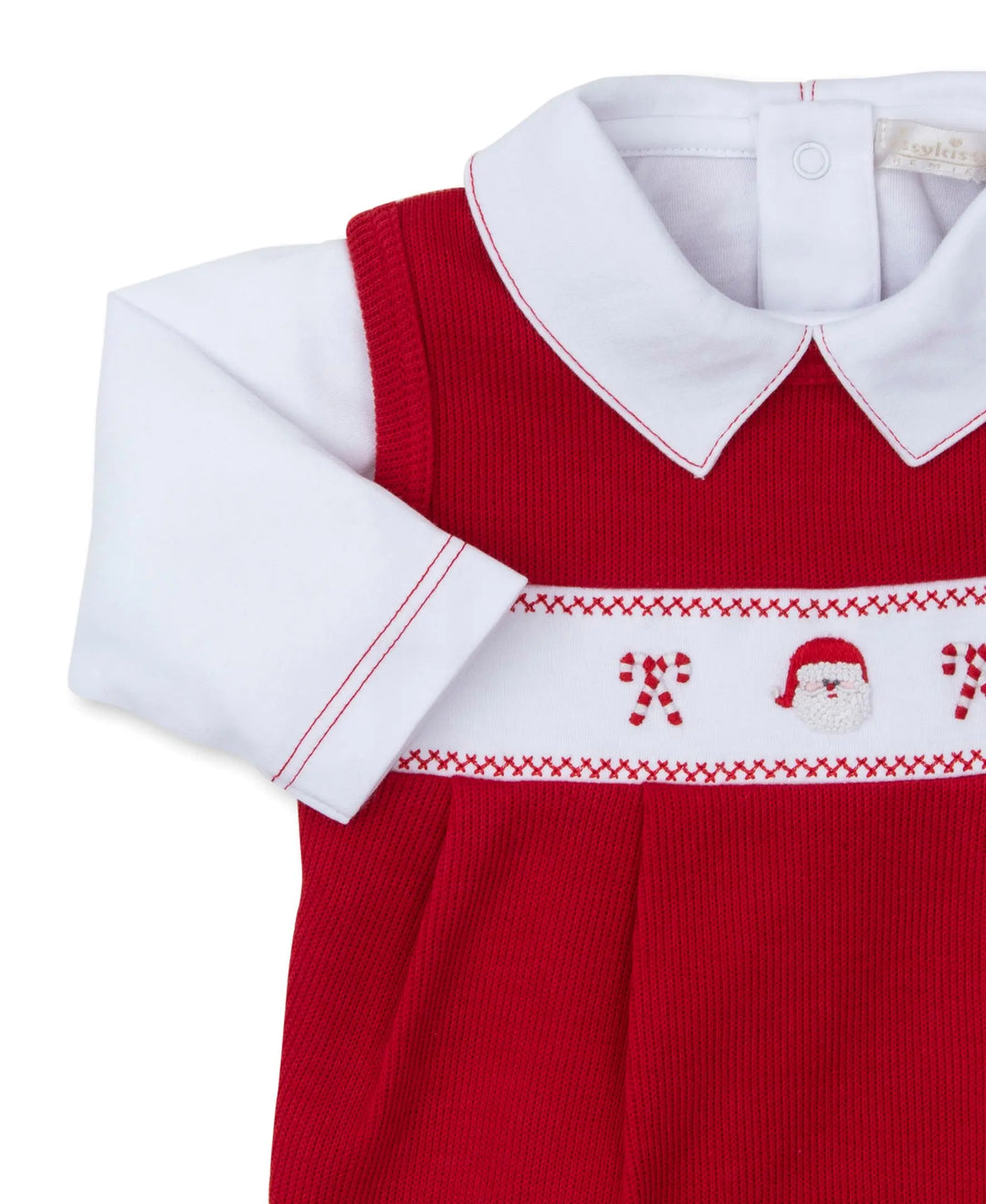Blue Almonds Ltd CLB Holiday Medley 25 - Overall Set w/ Hand Emb - Red/White - BOYS Kissy Kissy