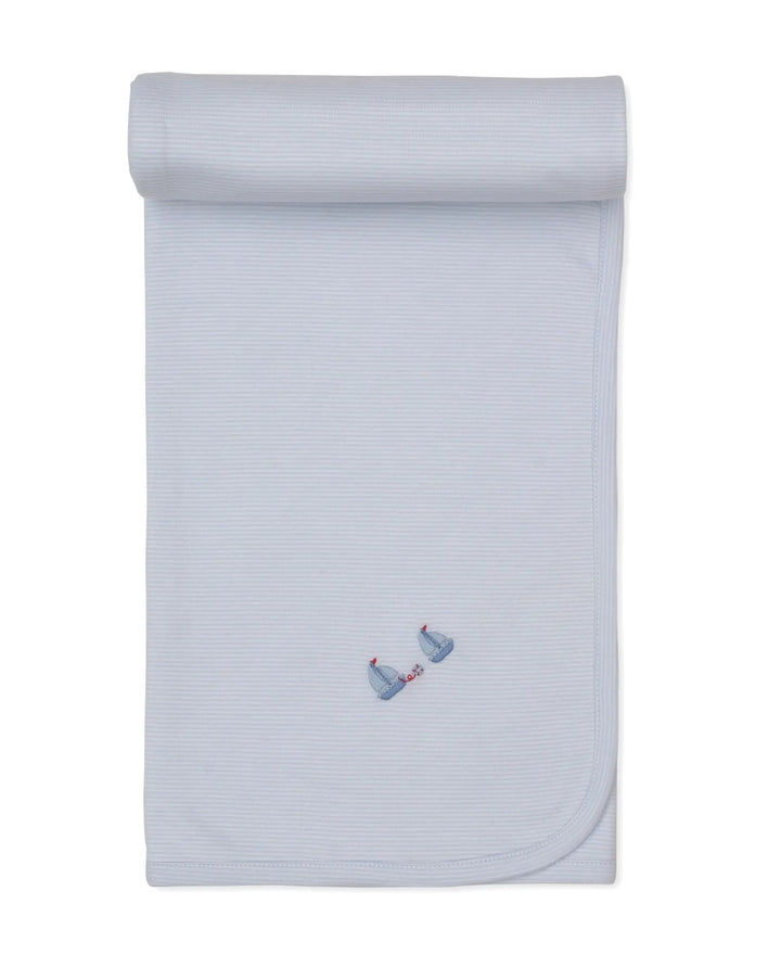 Blue Almonds Ltd CLB Summer Medley 26 - Blanket w/ Hand Emb STR - Light Blue Kissy Kissy