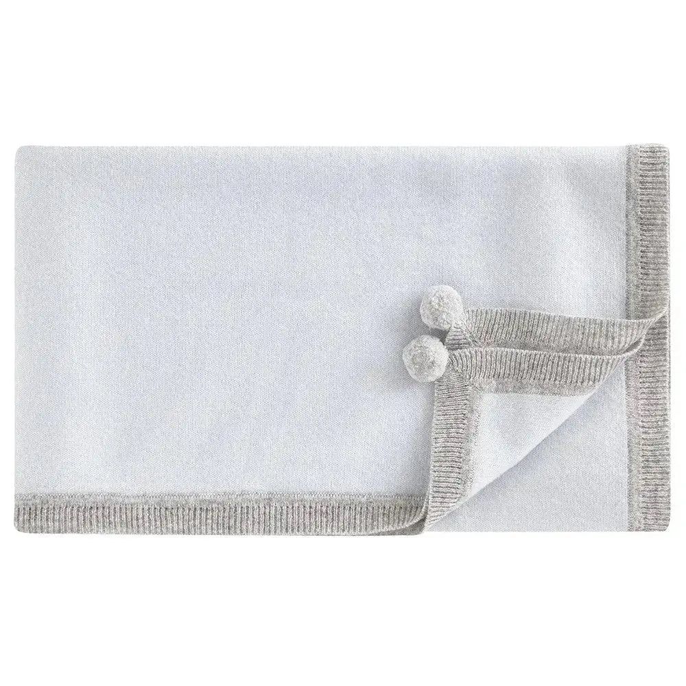 Blue Almonds Ltd Cashmere pompoms blanket blue Blue Almonds x Madeleine Thompson