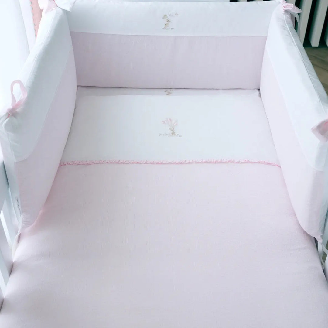 Blue Almonds Ltd Cot Bed Bumper  - Pink Garden Party Theophile & Patachou
