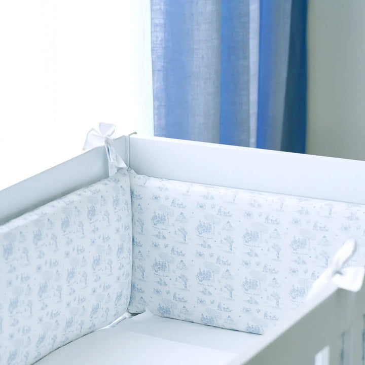 Blue Almonds Ltd Cot Bed Bumper  - Printed Blue Garden Party Theophile & Patachou