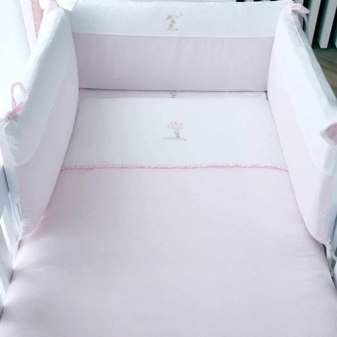 Blue Almonds Ltd Cot Bumper- Pink Garden Party Theophile & Patachou