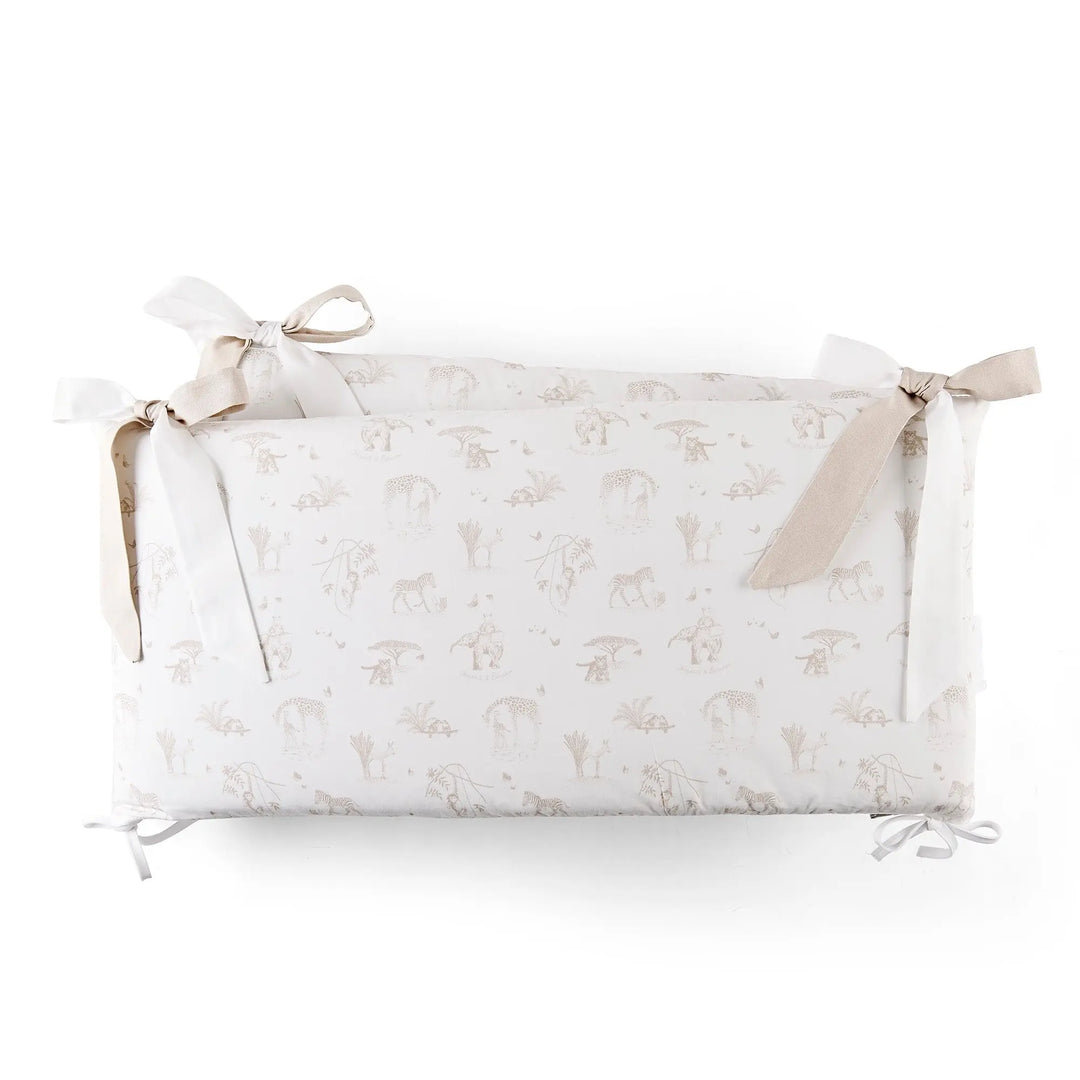 Blue Almonds Ltd Cot bed Bumper 70cm - Printed (70x70x70cm) H:30cm - Safari Theophile & Patachou