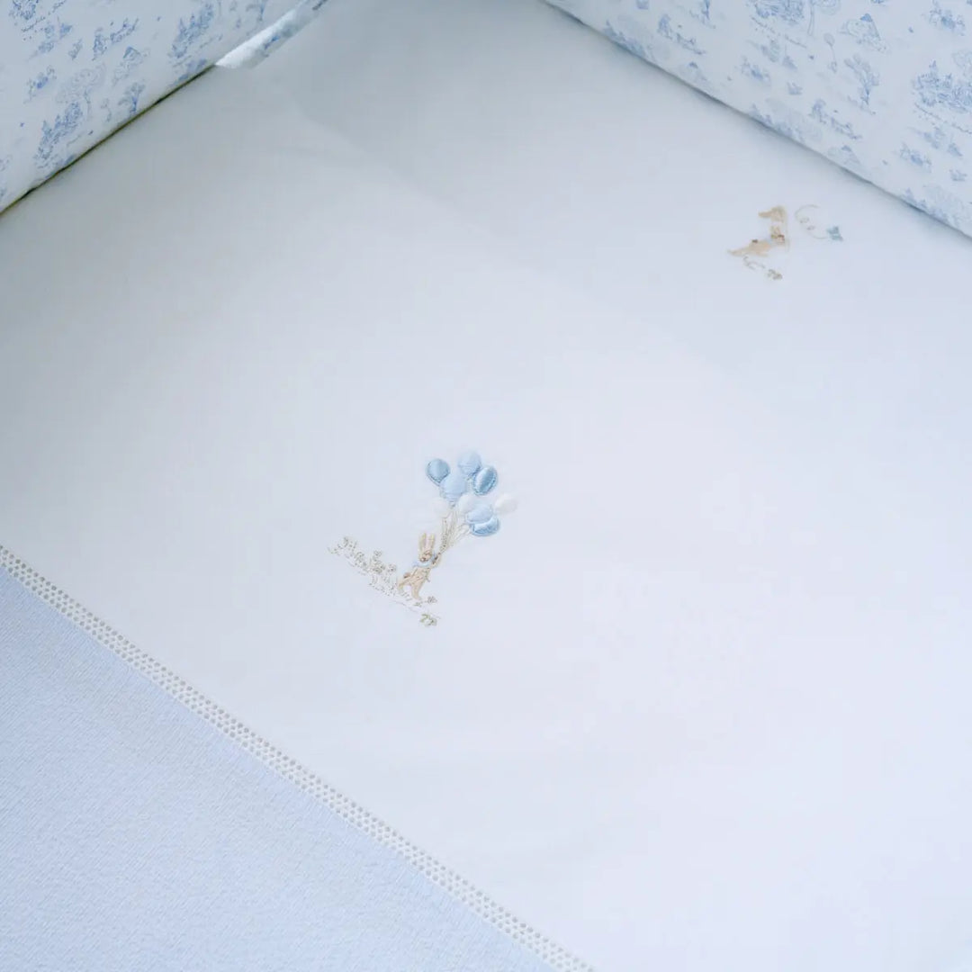 Blue Almonds Ltd Cot bed duvet cover 100x135cm + Pillowcase - Blue Garden Party Theophile & Patachou