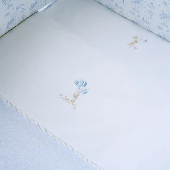 Blue Almonds Ltd Cot bed duvet cover 100x135cm + Pillowcase - Blue Garden Party Theophile & Patachou