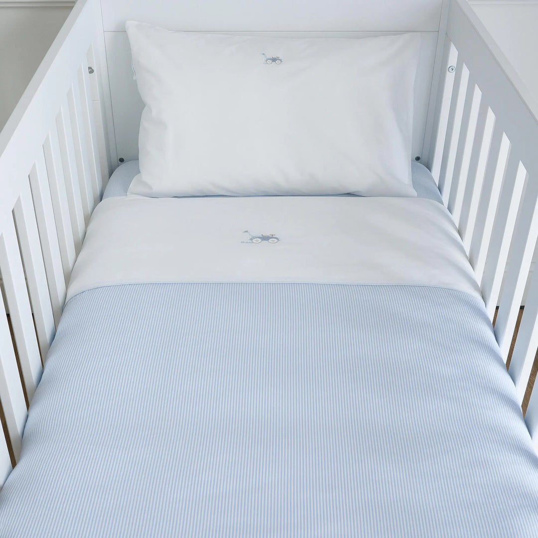 Blue Almonds Ltd Cot bed duvet cover lines 100x135cm + Pillowcase - Classic Car Theophile & Patachou