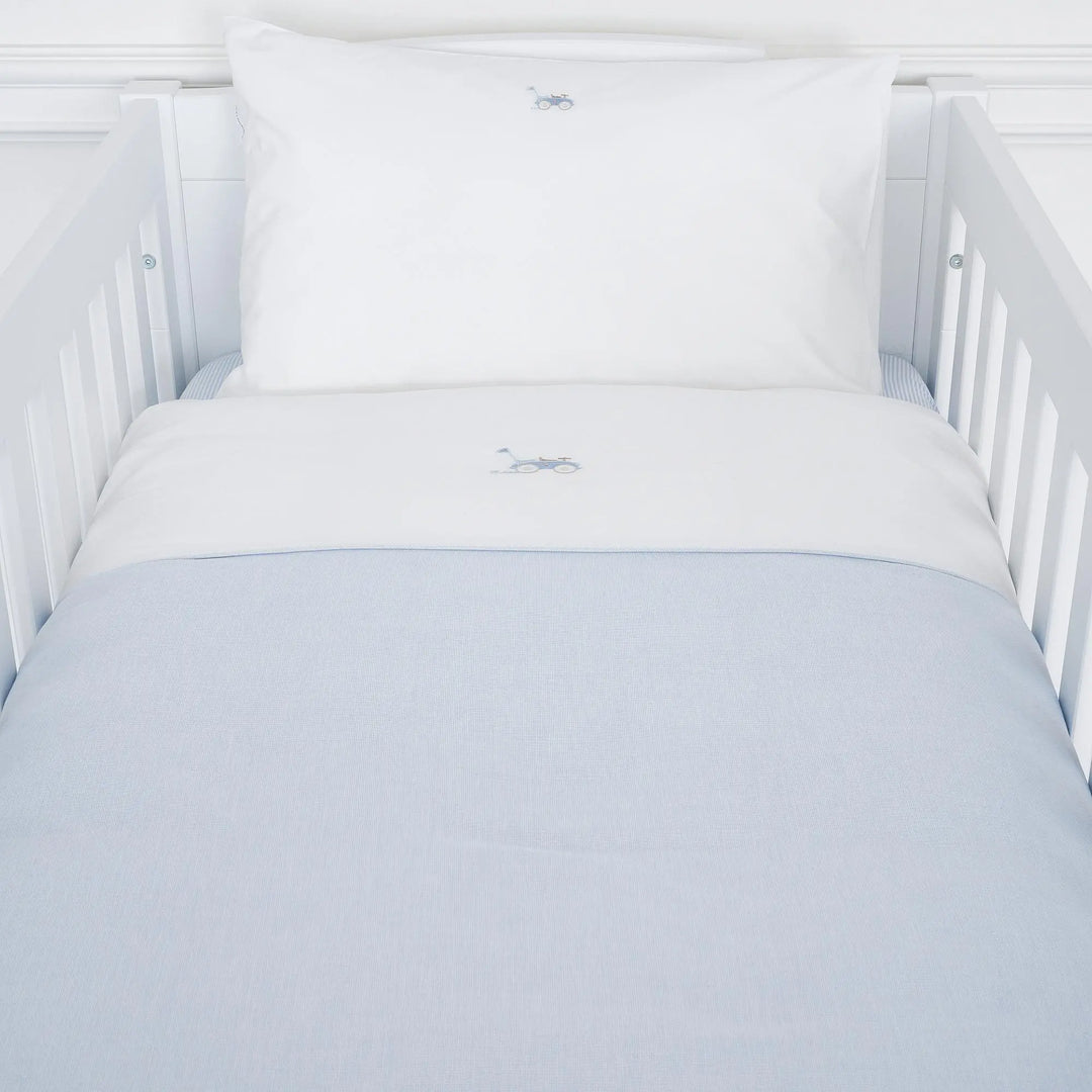Blue Almonds Ltd Cot bed duvet cover plain fabric 100x135cm + Pillowcase - Classic Car Theophile & Patachou