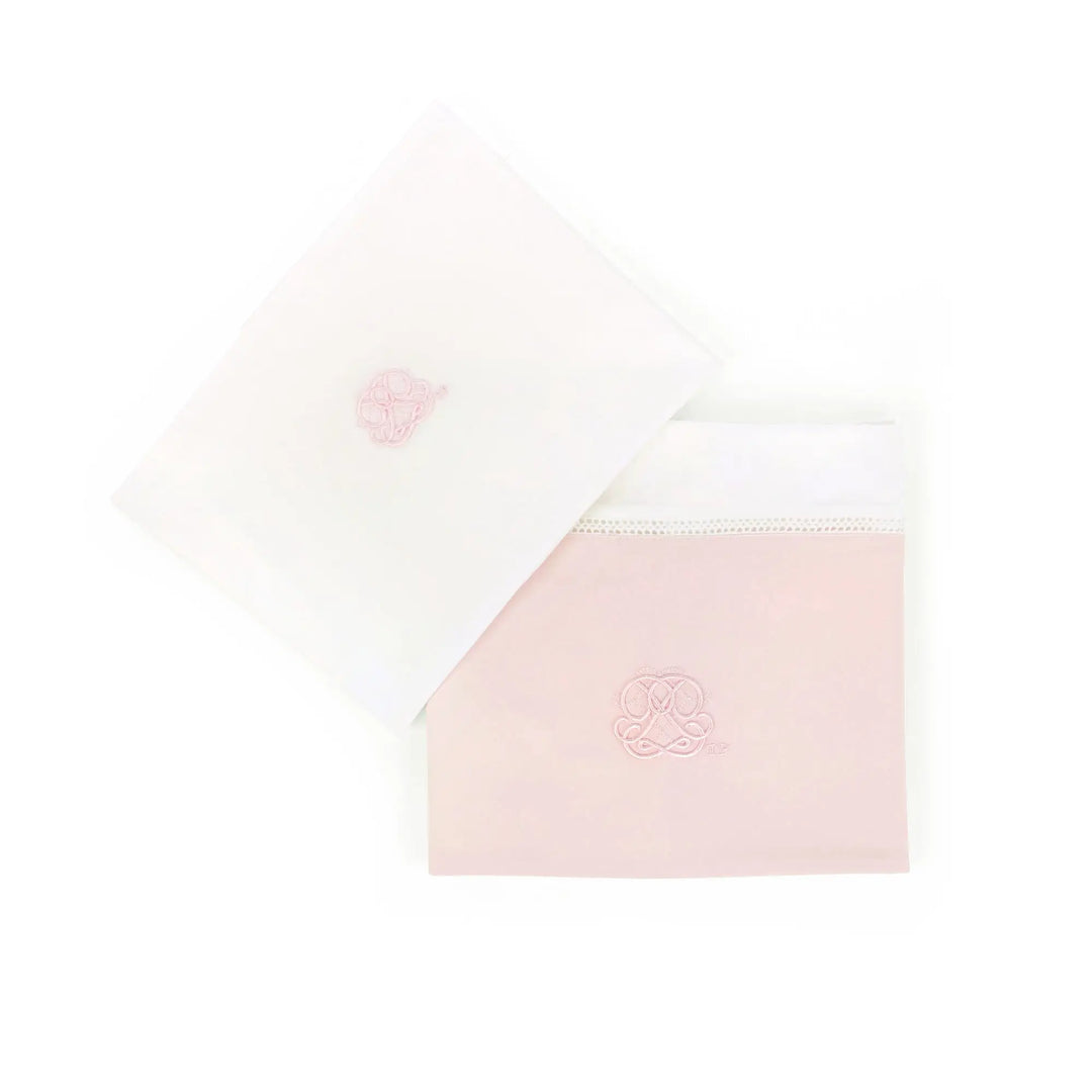 Blue Almonds Ltd Cotbed Sheet 105x170cm + pillowcase - Cotton Pink Theophile & Patachou