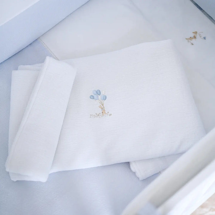 Blue Almonds Ltd Cradle Blanket-Shawl 100x135cm - Jersey - Blue Garden Party Theophile & Patachou