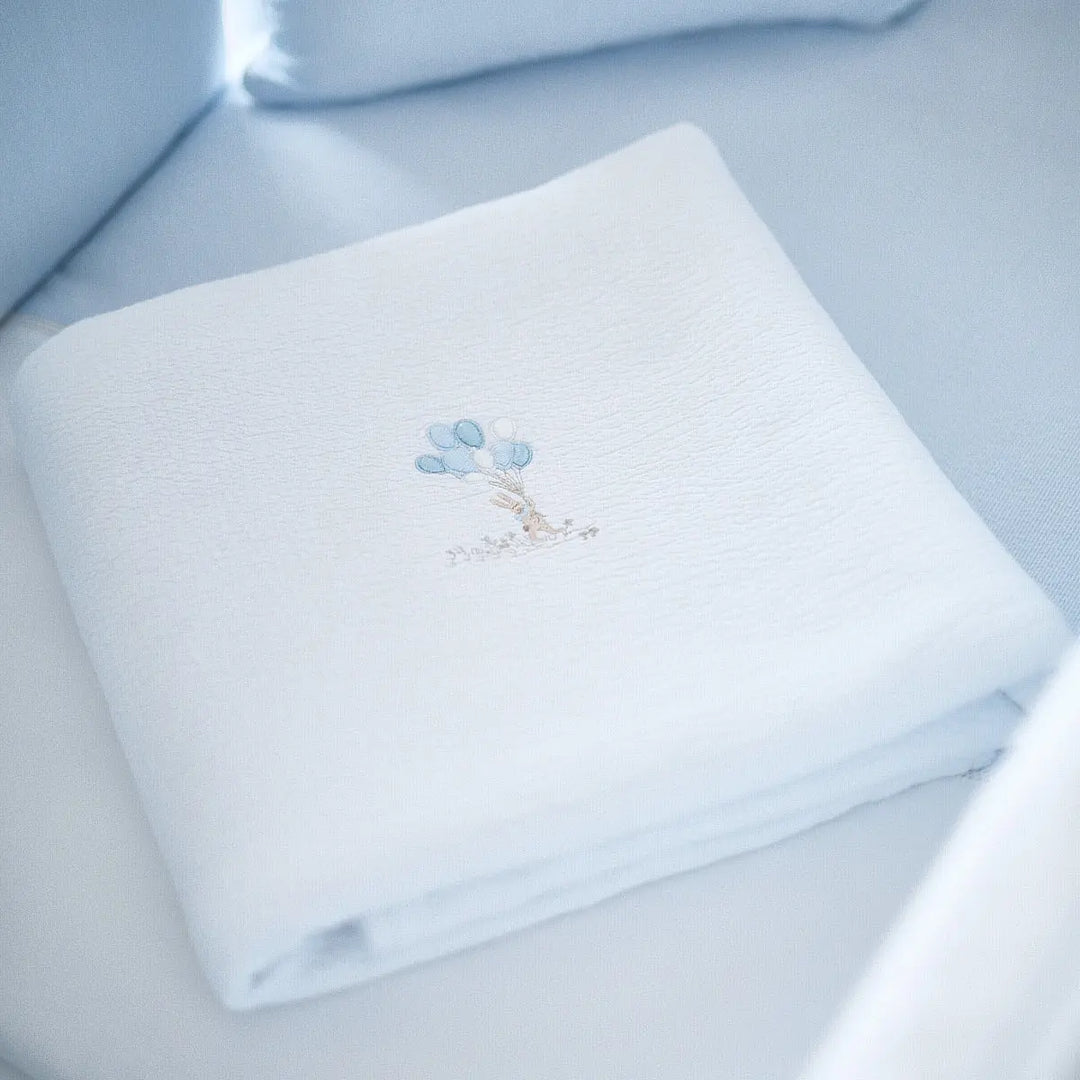 Blue Almonds Ltd Cradle Blanket-Shawl 100x135cm - Jersey - Blue Garden Party Theophile & Patachou