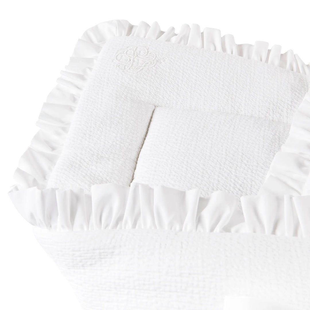 Blue Almonds Ltd Cradle Blanket-Shawl 62x80cm - Padded - Cotton White Theophile & Patachou