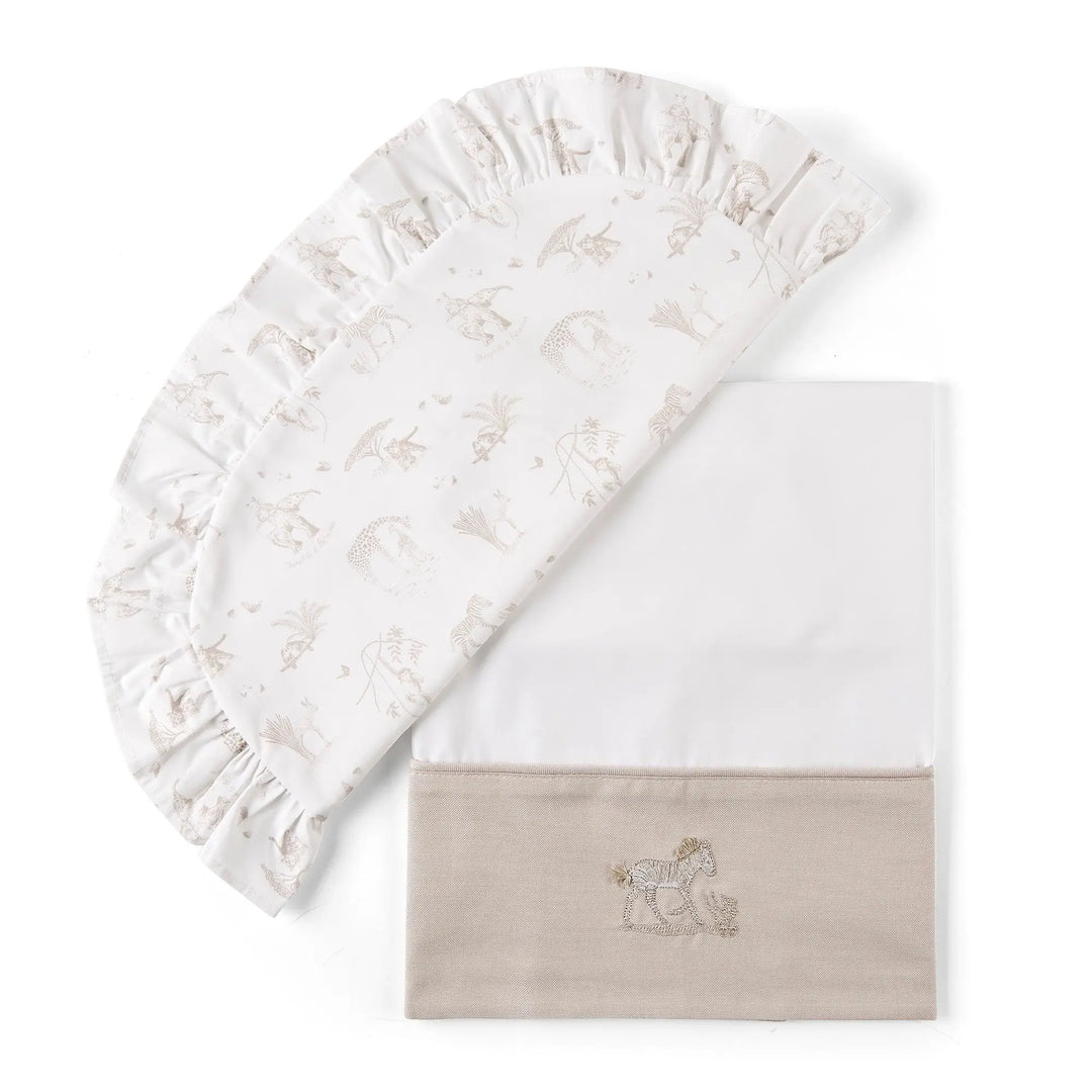 Blue Almonds Ltd Cradle Sheet + pillowcase - Safari Theophile & Patachou