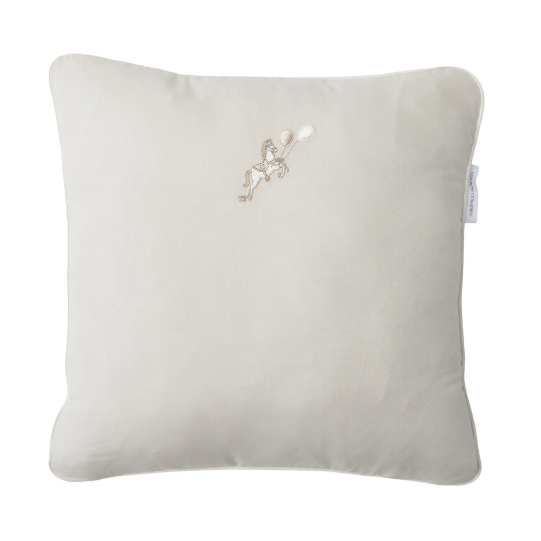 Blue Almonds Ltd Embroidered cushion - Be1ge - Carrousel Theophile & Patachou