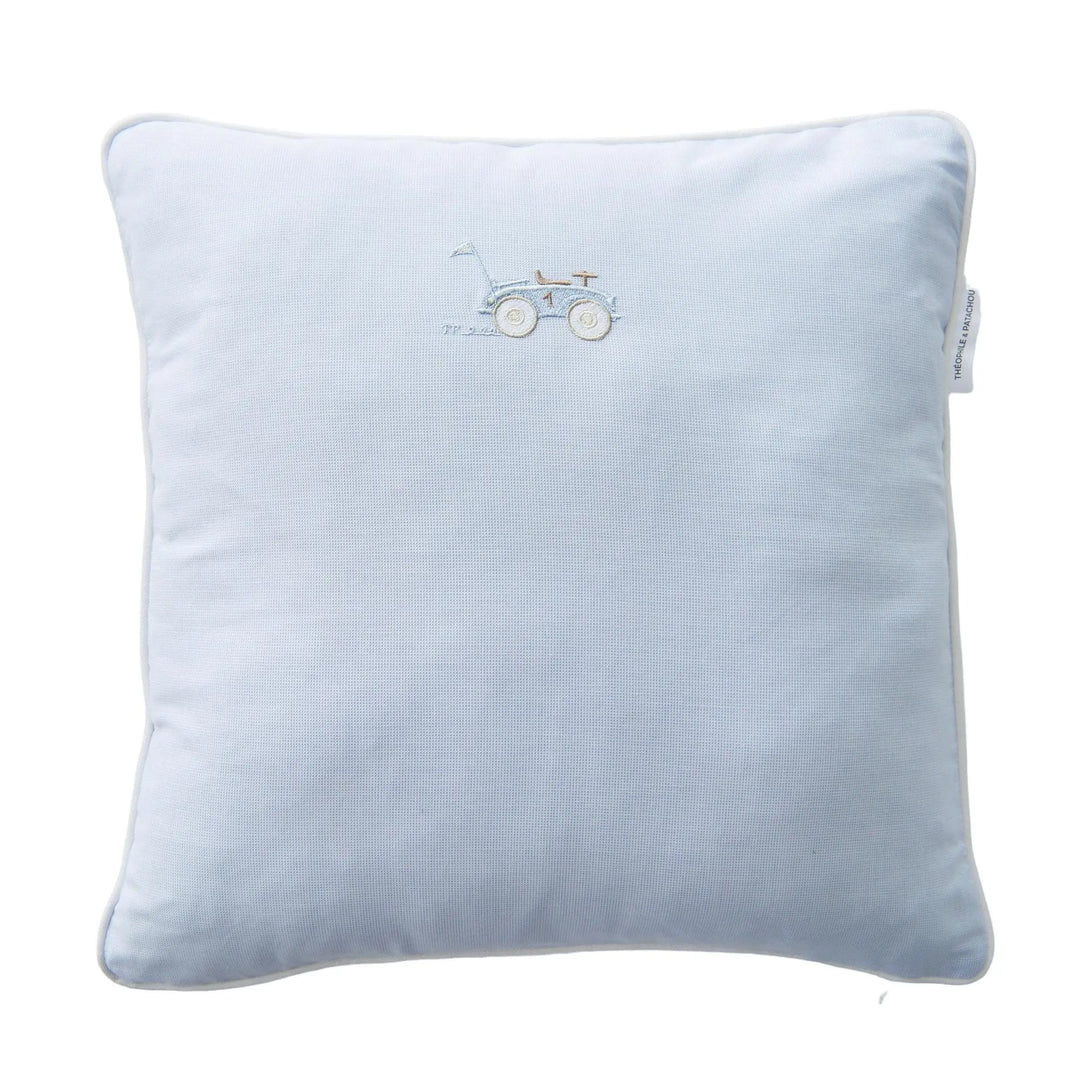 Blue Almonds Ltd Embroidered cushion plain fabric - Classic Car Theophile & Patachou