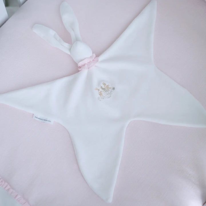 Blue Almonds Ltd Embroidered doudou Soft rabbit - Velvet - Pink Garden Party Theophile & Patachou