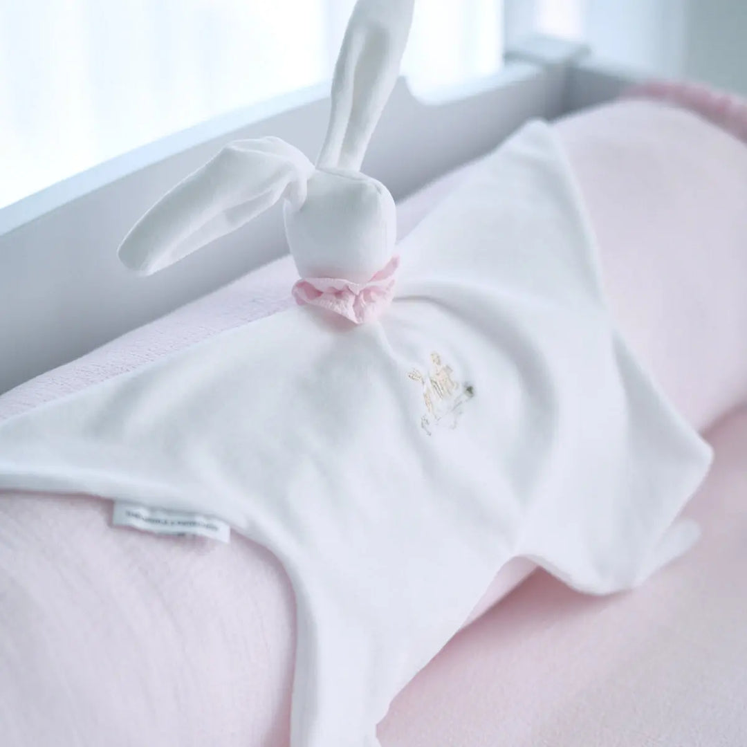 Blue Almonds Ltd Embroidered doudou Soft rabbit - Velvet - Pink Garden Party Theophile & Patachou